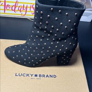 Lucky Brand Black Studded Ankle Booties